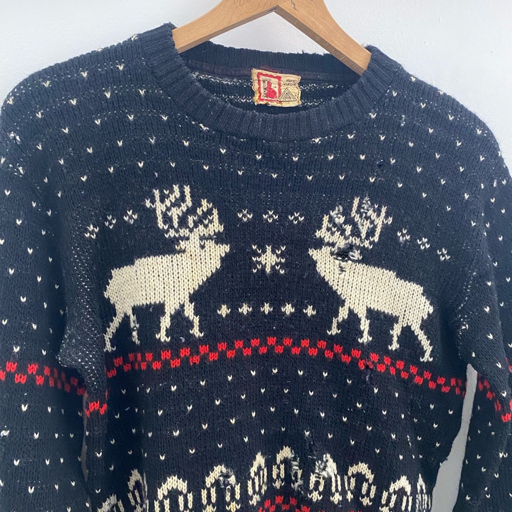 1940s Wool Knit Deer Sweater